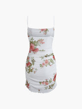 Floral Ruched Mesh Short Dress
